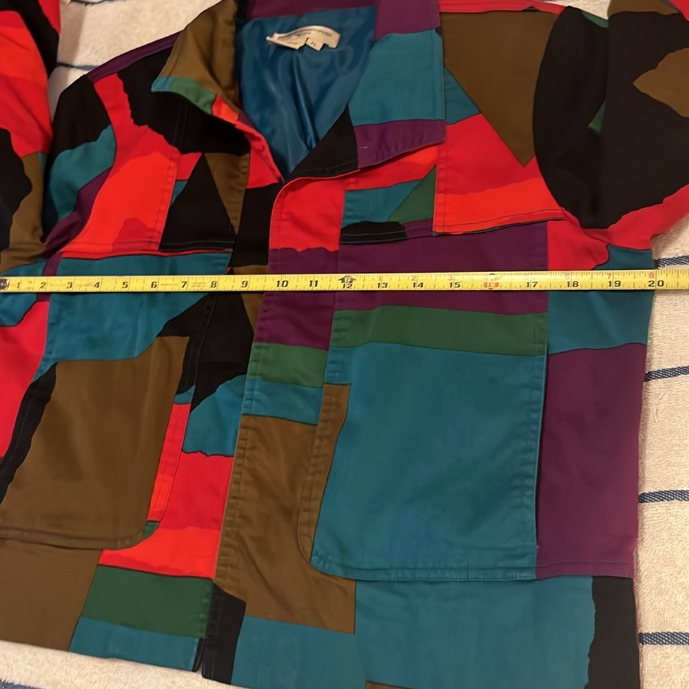 Patrick Christopher Petite Women’s Colorblock Abstract Patchwork Cropped Jacket - Picture 7 of 10